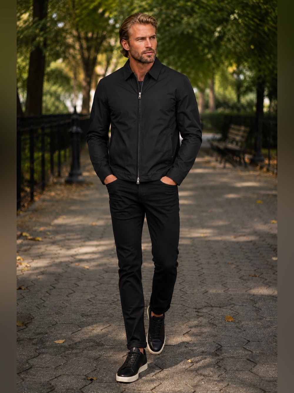 Banana Republic Men's Black Zip-Front Windbreaker, L